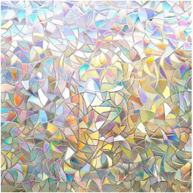45x200cm Decorative Window Privacy Film 3D Rainbow Window Film Static Cling Window Sticker