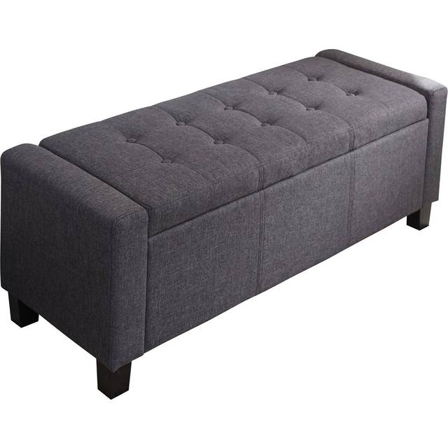 Verona Ottoman Bench Charcoal Grey Fabric, Grey