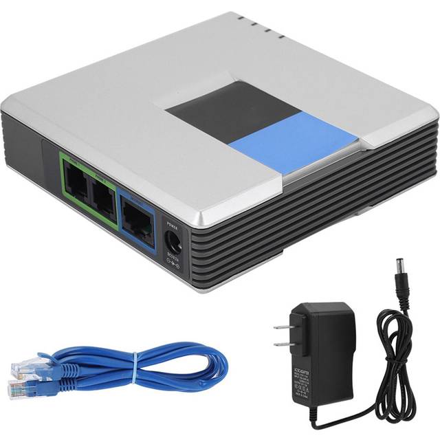 VoIP Gateway Internet Phone 2 Ports Adapter SIP RJ45 Cable For Linksys PAP2T EU PLUG
