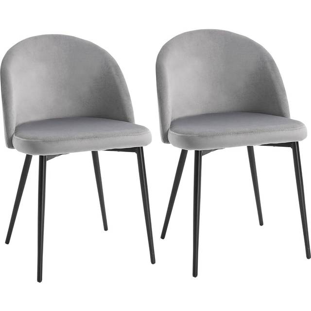 HOMCOM Modern Upholstered Fabric Bucket Seat Dining Chairs Set Of 2 Grey, Grey