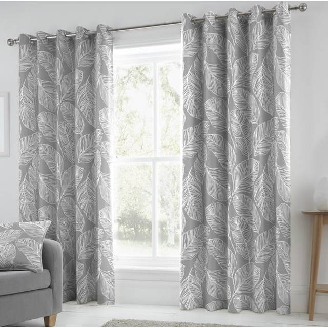 Fusion Matteo Ready Made Eyelet Curtains Grey