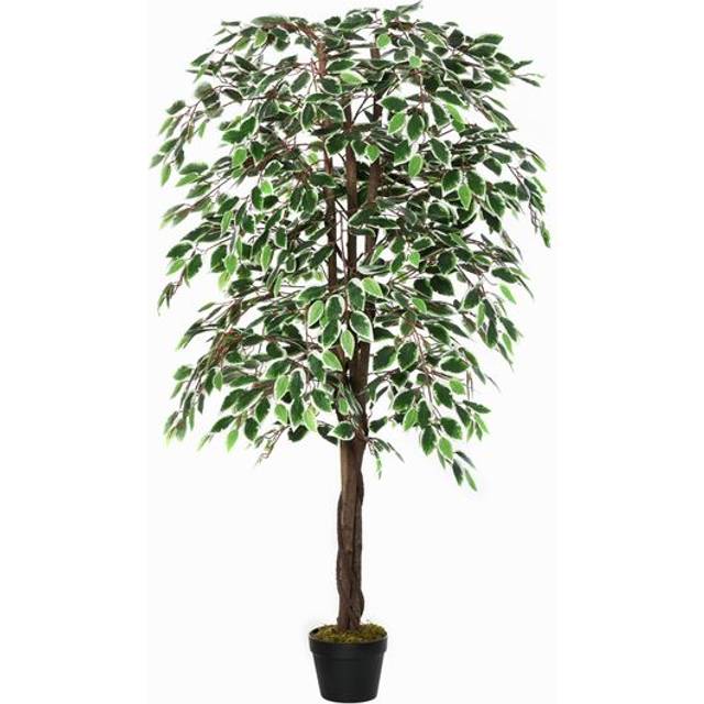 Outsunny Artificial Ficus Silk Tree with Nursery Pot - Decorative Fake Plant - for Indoor Outdoor D+cor - 160cm in Pot | TJ Hughes