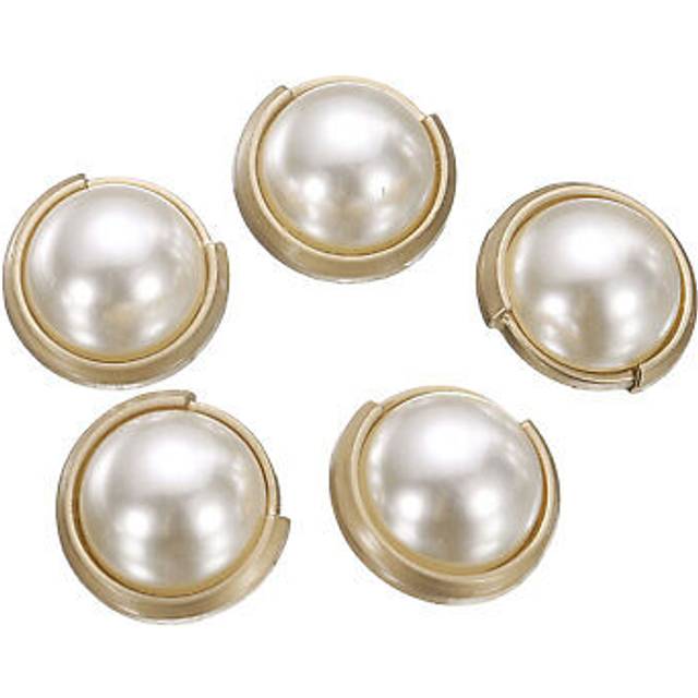 5pcs Pearl Gold Metal Sewing Buttons 20mm Round Women Coat Buttons, 6