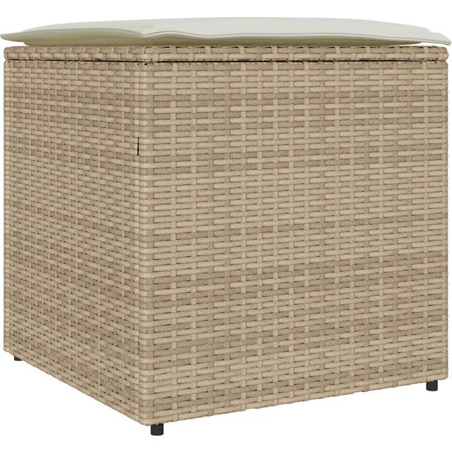 Vidaxl - Storage Box Beige and cream white Rattan effect, Polyester cushion