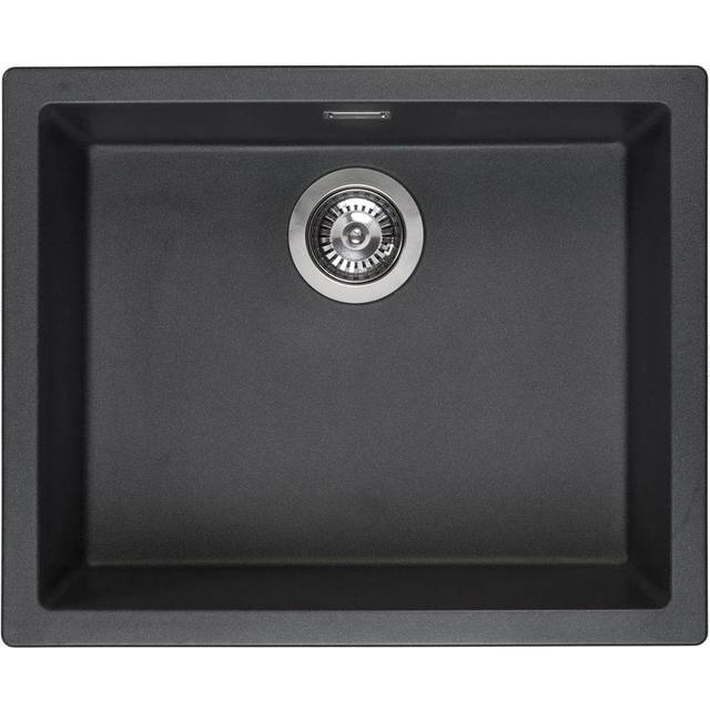 Reginox Amsterdam 50 Integrated Single Bowl Granite Kitchen Sink Black Silvery