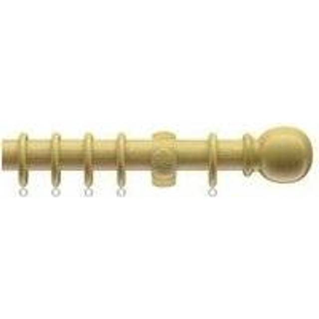 Complete Wooden Curtain Pole Set - Light Ash / 120cm - Brown