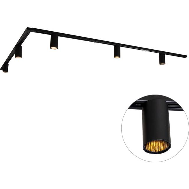 Modern Track Lighting System with 5 Black Spotlights 1-Phase GU10 50mm - Iconic Ruby