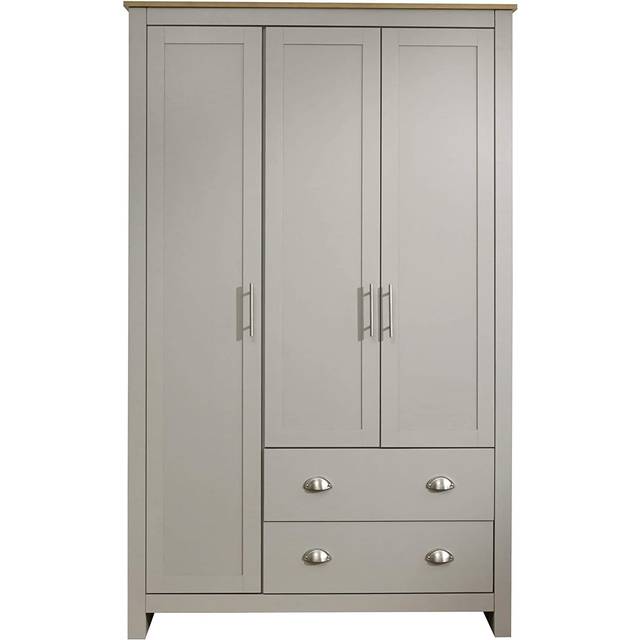 GFW Lancaster 3 Door 2 Drawer Grey Wardrobe