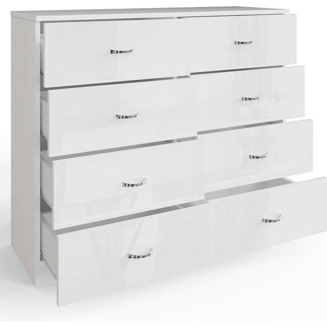 FWStyle Chilton 8 Drawer White Gloss Chest of Drawers - 8 Drawers