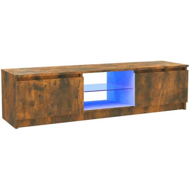 vidaXL TV Cabinet with LED Lights Smoked Oak 120x30x35.5 cm - Brown