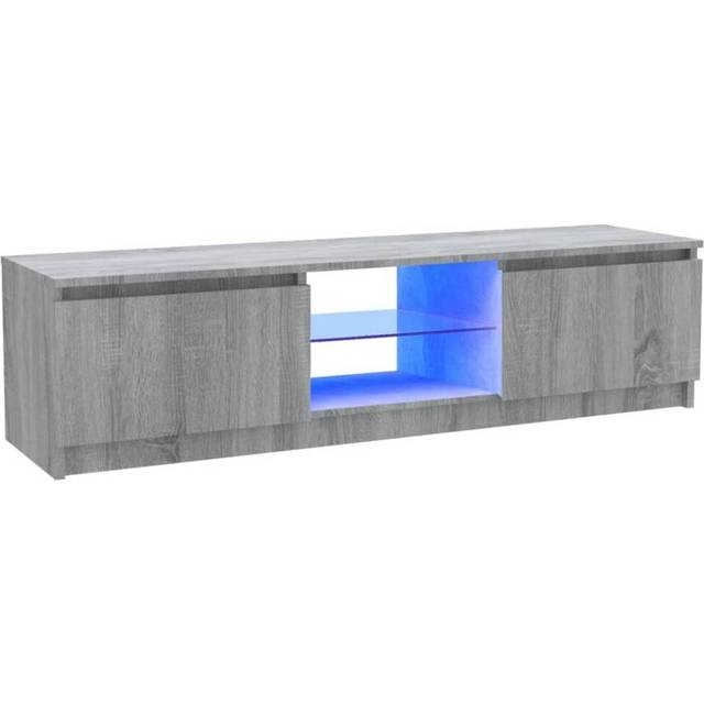 vidaXL TV Cabinet with LED Lights Grey Sonoma 120x30x35.5 cm