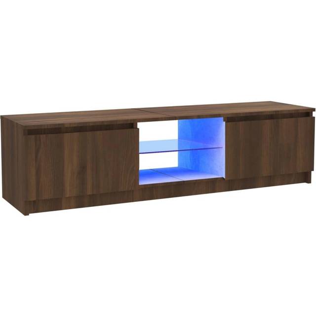 TV-bänk med LED-belysning Brun ek 120x30x35,5 cm