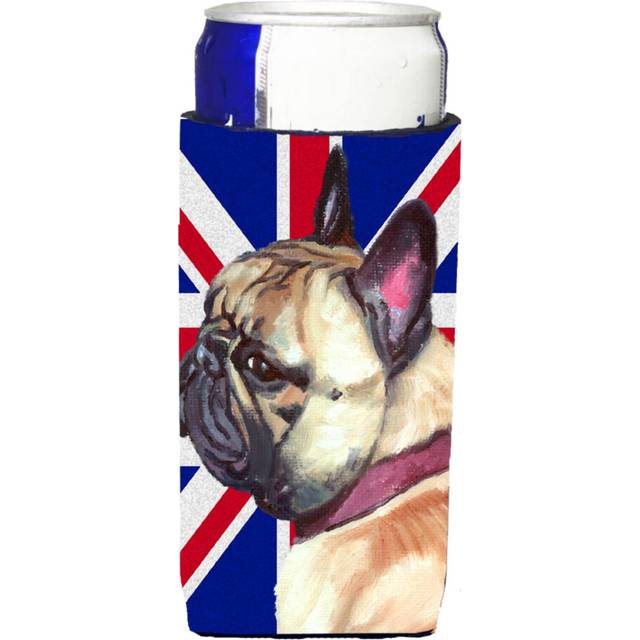 Caroline's Treasures LH9601MUK French Bulldog Frenchie with English Union Jack British Flag Ultra Hugger for slim cans Can Cooler Sleeve Hugger Machin