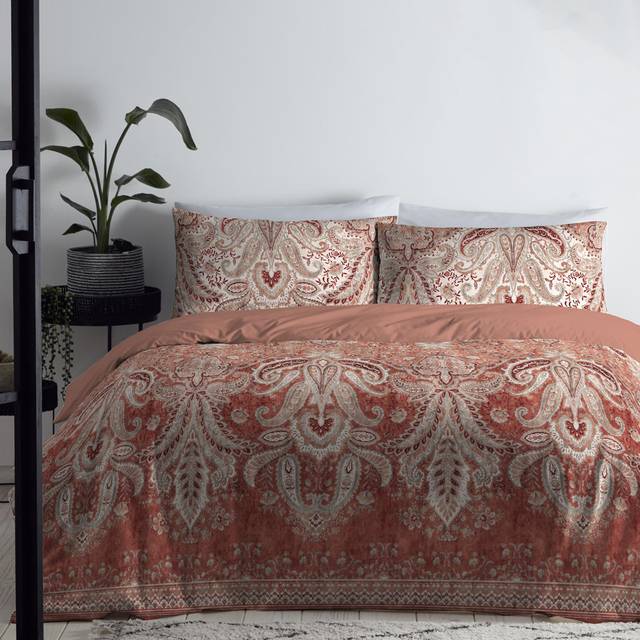 Anika Duvet Cover Set Terracotta (King Duvet Cover Set + 2 Pillowcases)