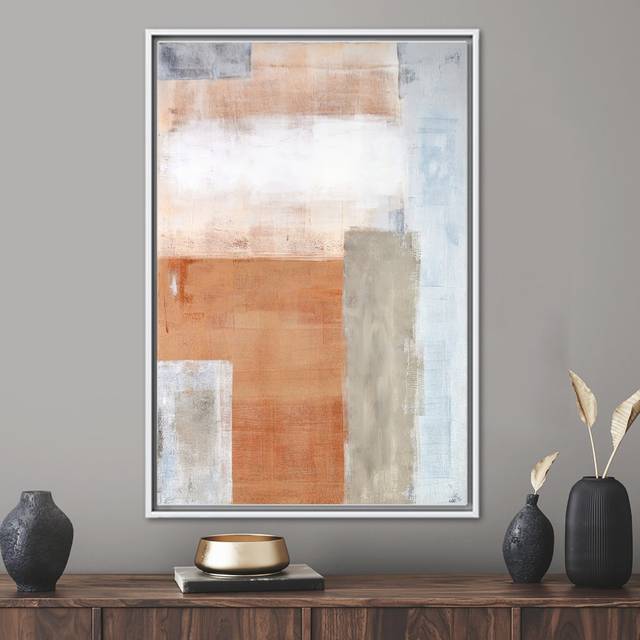 Soft Tones Abstract Painting: Minimalist Wall Art on Canvas for Modern Decor - Framed Print without Mat (110 cm H x 80 cm W)