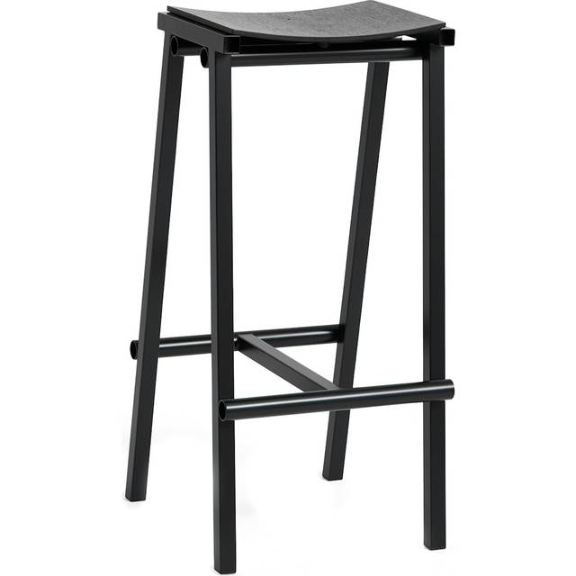 HAY - Taburete 8 Bar Stool 75cm - schwarz/Sitzfläche Eichenfurnier/Gestell Stahl pulverbeschichtet/BxHxT 35,5x75x38cm - black (75.0 x 35.5 x 38.0cm)