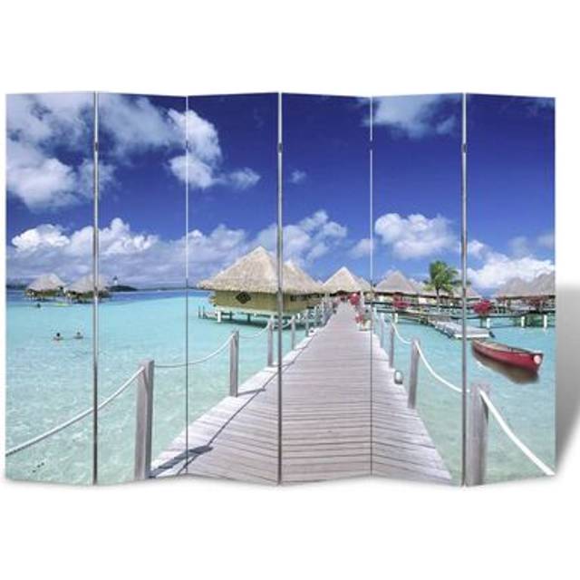 vidaXL Folding Room Divider 217x170 cm Beach - Multicolour