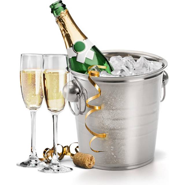 2 Pack Ice Bucket With Handles, 3L Beverage Tub, Galvanized Metal Ice Bucket - Silver (19cm H X 20.3cm W X 20.3cm D)