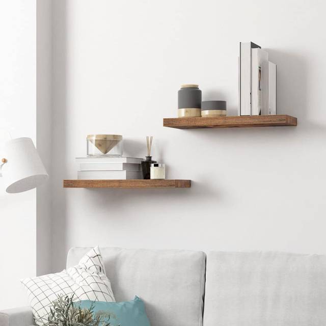 Wall Shelves Set Of 2, Wall Display Racks - Brown (3.8cm H X 60cm W X 20cm D)