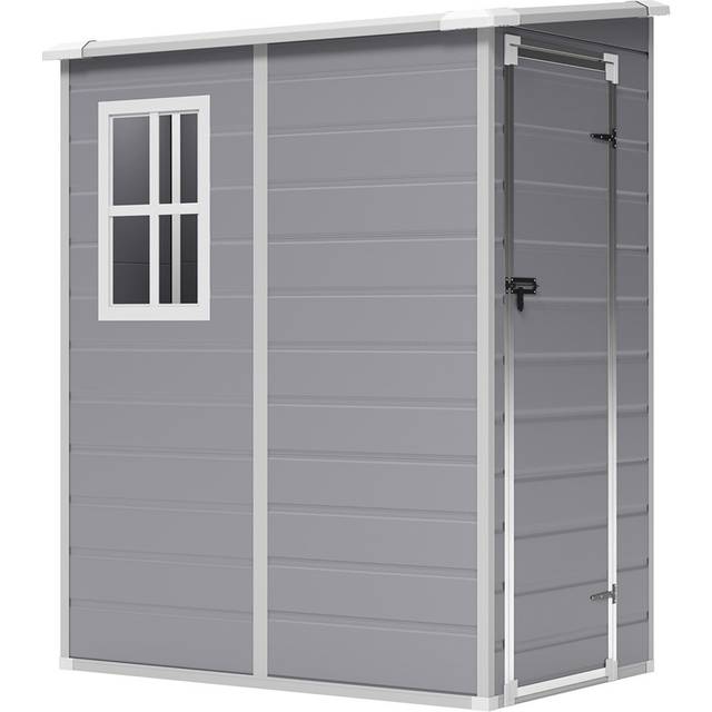 Outdoor Garden Plastic Storage Shed - Grey (149.8cm W X 122cm D X 192.5cm H)