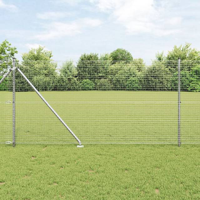 Fence with Posts Silver 1 x 25 m Steel vidaXL