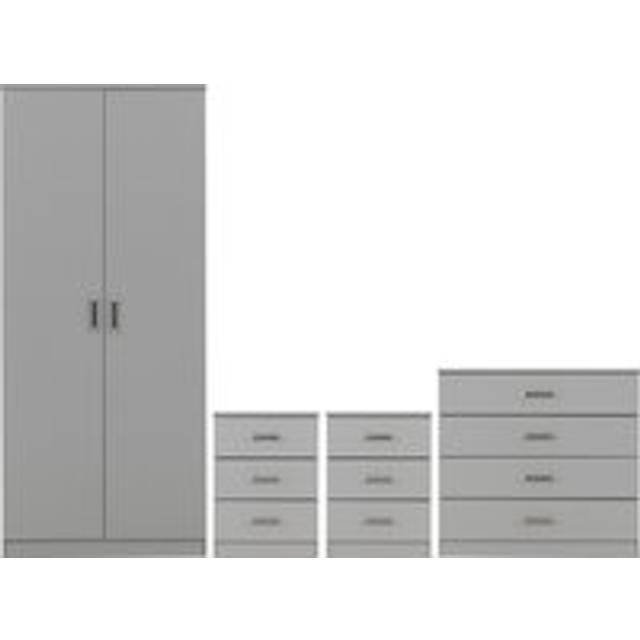 Seconique Dakota 2 Door Wardrobe Bedroom Set - Light Grey, Grey