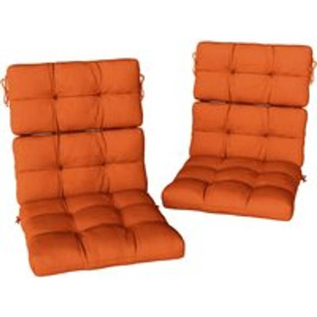 Outsunny 2pc Outdoor Seat Cushion with Backrest, Ties, for Garden, Orange