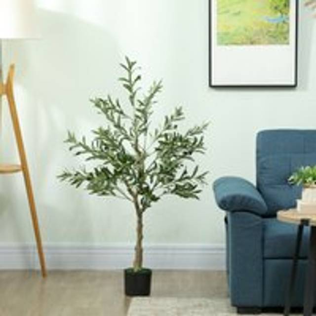HOMCOM Indoor Artificial Plant, Faux Potted Silk Olive Tree, 120cm, Green