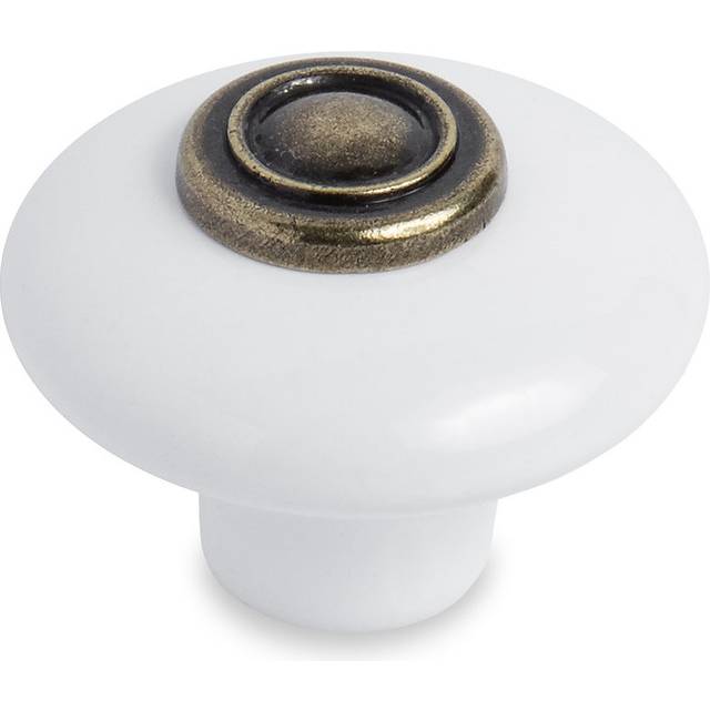 36mm White Ceramic Cabinet Knob Stepped Round Mushroom Kitchen Pull