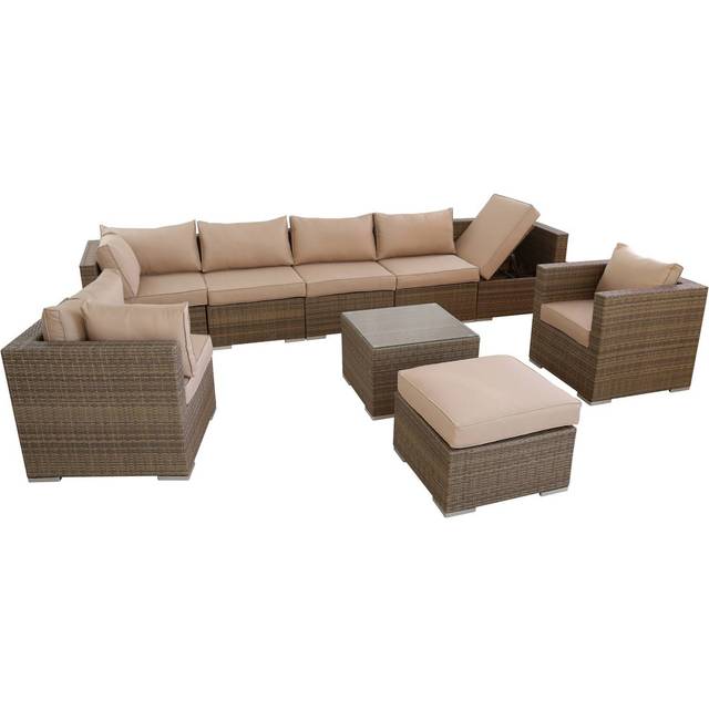 Recliner Sofa Set, Leathaire Fabric Manual Recliner Sofa Suite - 3+2 Seater Set - Dark Grey - 1 Pack