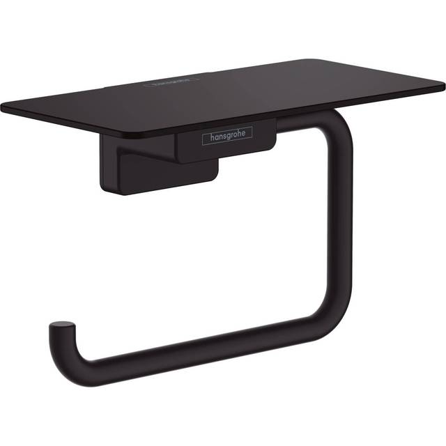 Hansgrohe AddStoris Matt Black Wall Mounted Roll Holder with Shelf