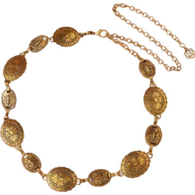 SHEIN 1pc Ladies&#39; Bohemian & Western Style Carved Flower & Geometric Pattern Vintage Waist Chain, Casual And Fashionable, Gold Color Boho