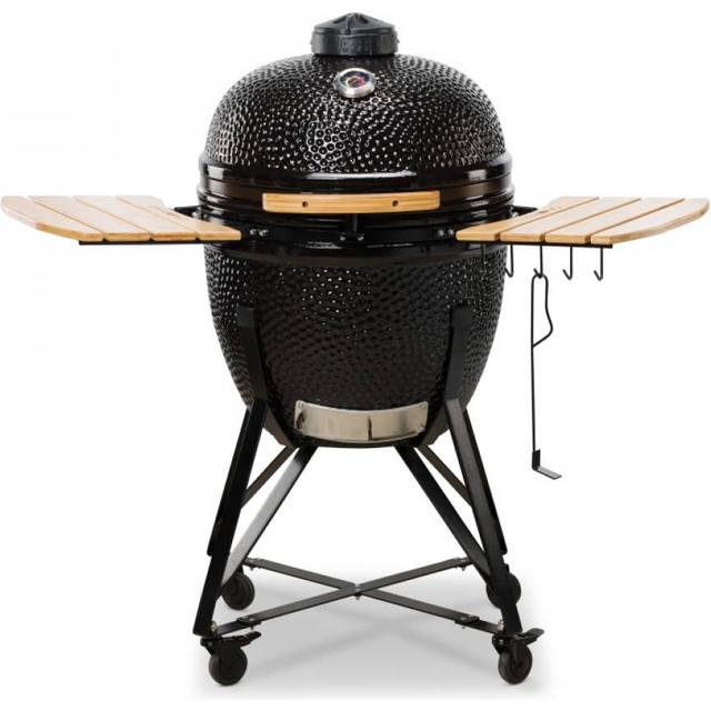 "KAMADO BONO Ceramic BBQ, 23"" Grande, Black I Kamado BBQ Ceramic Grill I Kamado Barbecue with Multifunction Two Zone Grilling System I Portable Ba"