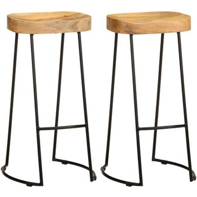 vidaXL Bar Stools 2 pcs Solid Mango Wood - Multicolour