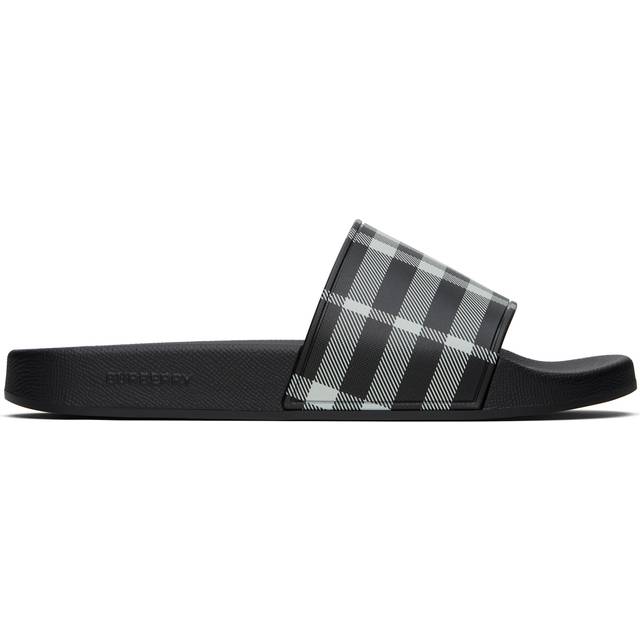Burberry Black & White Check Pool Slides - BLACK/CALICO IP CHK - IT 45