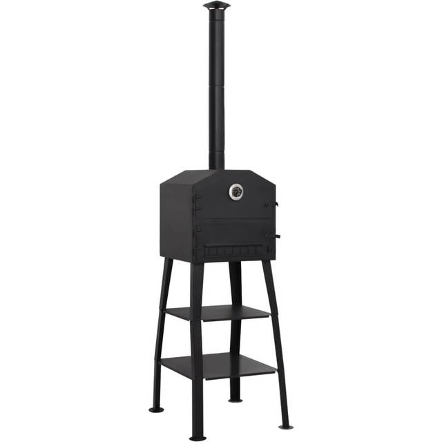 vidaXL Outdoor Pizza Oven Charcoal Fired with 2 Fireclay Stones - Black