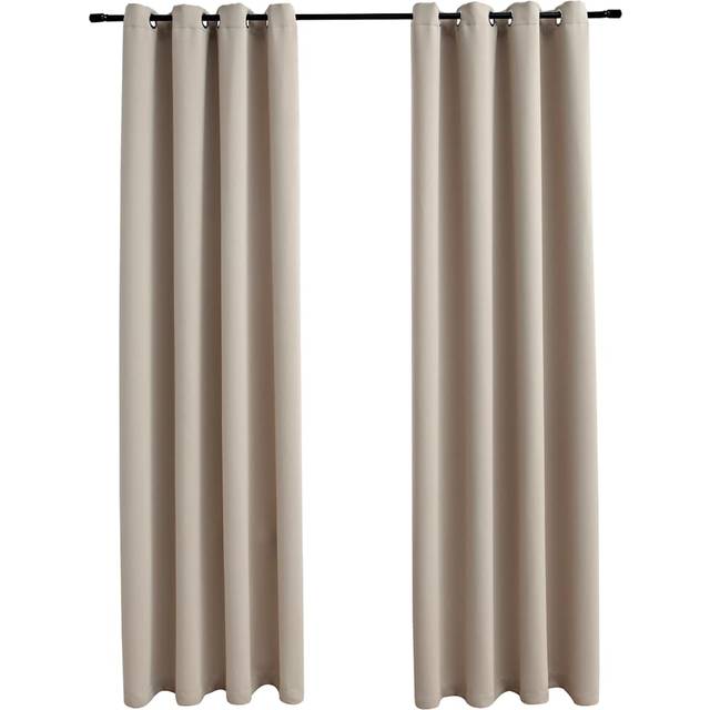 vidaXL Blackout Curtains with Metal Rings 2 pcs Beige 140x175 cm