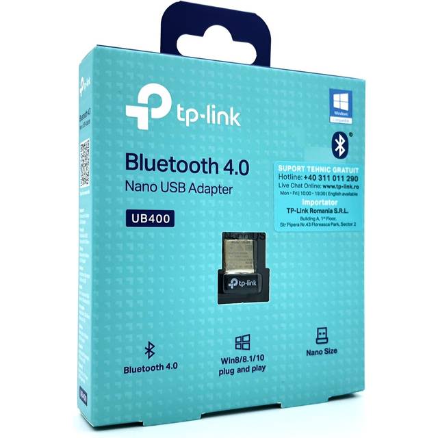 TP-Link UB400 Nano USB Bluetooth 4.0 Adapter (för PC, Laptop, Stationär Dator, stöder Windows 10/8.1/8/7/XP, Plug & Play för Windows 10/8.1/8), Guld/Svart