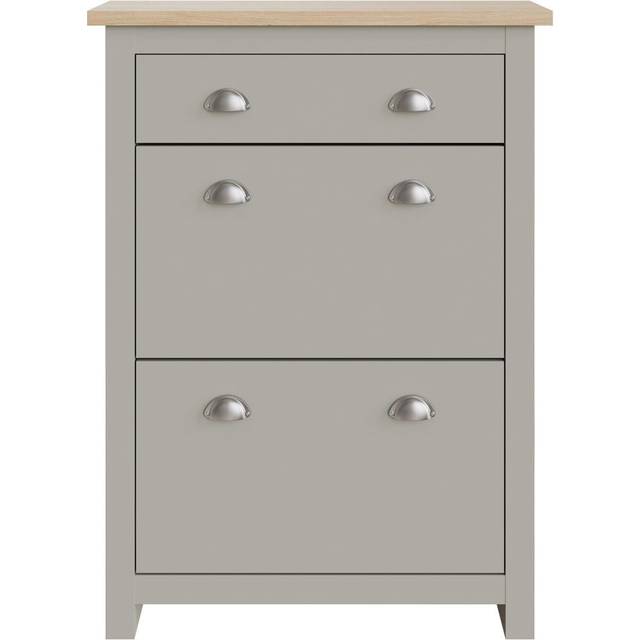 GFW Lancaster 2 Door 1 Drawer Shoe Cabinet - Grey, Grey