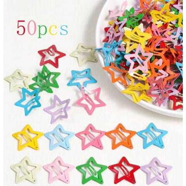 SHEIN 50pcs Colorful Star, Heart, Teardrop Shaped BB Clips, Macaron Color Hair Clips Suitable For Daily Life, Valentine&#39;s Day, Vacation, Back To School Seas