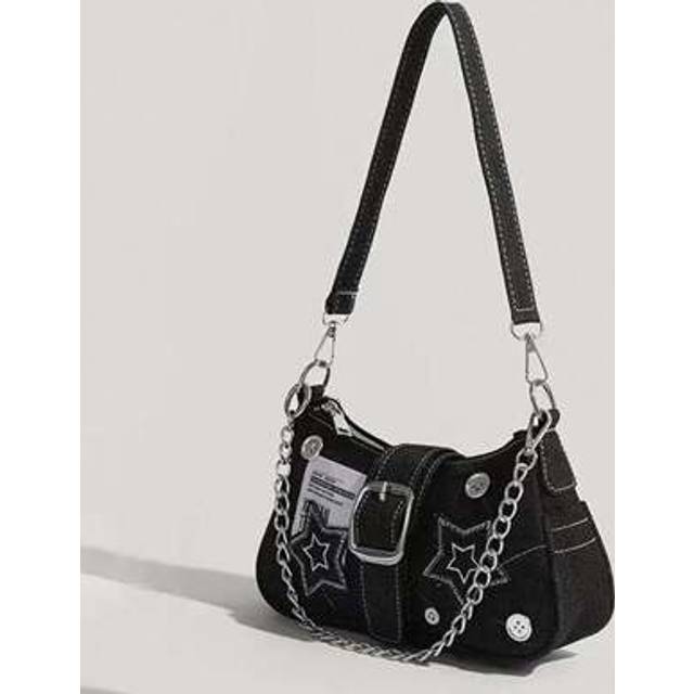 SHEIN Retro Fashionable Girls&#39; Y2K Bags, Baddie Style Crossbody Bags, Colorblock With Five-Pointed Star Chain Mini Bags, Baguette Shoulder/Underarm Bags