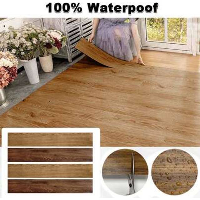 SHEIN 5mÂ² Floor Planks Tiles Self Adhesive Wood Effect Vinyl Flooring Wooden Style Kitchen Bathroom Living Room