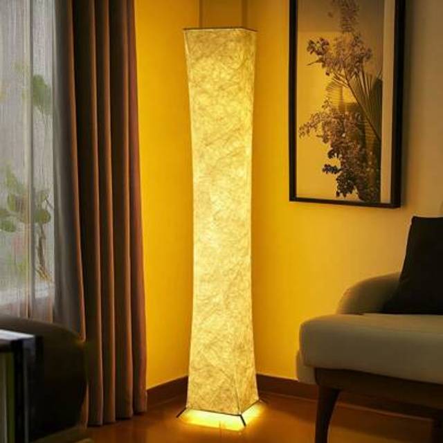 SHEIN 50 Inch Simple Design Morden Soft Light Floor Lamp 3 Color Lighting Remote Control, LED Lamp With Tyvek Fabric Shade,Brightness Adjustable For Living