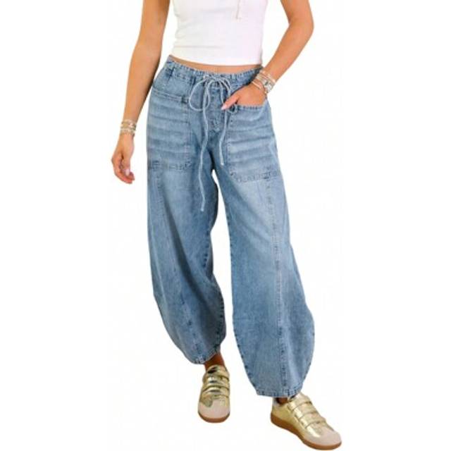 SHEIN Women Baggy Barrel Jeans High Waisted Y2k Cargo Jean Retro Wide Leg Ankle Denim Joggers