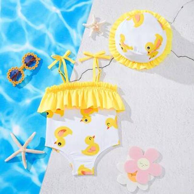 SHEIN 1pc Baby Girl Simple Fashion Casual Everyday One-Piece Swimsuit