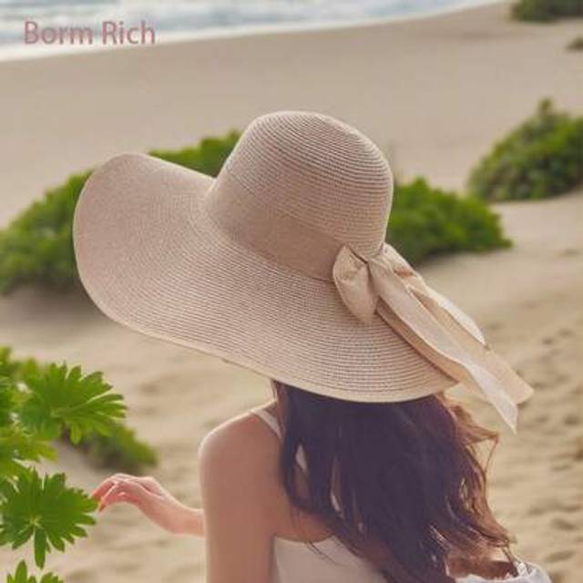 SHEIN Women&#39;s Bohemian Elegant Wide-Brim Straw Sun Hat UV Protection â Summer Beach Casual Hat With Adjustable Chin Strap, Tri-Color (Khaki/Beige/Black),