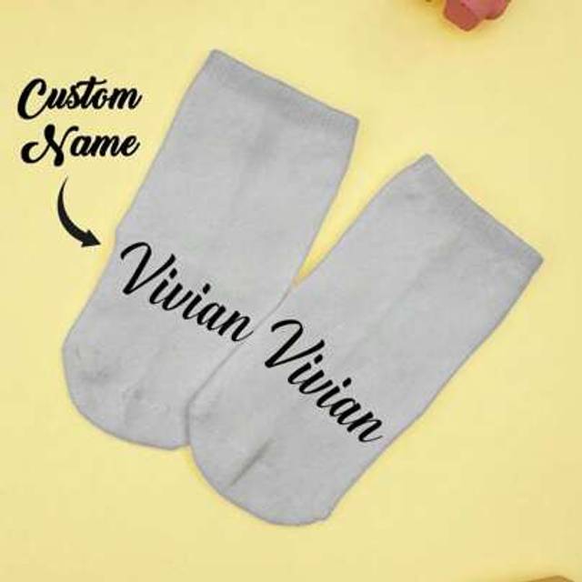 SHEIN 1 Pair Custom Baby Name Sock, Custom Printed Socks, Personalized Baby Name Socks, Custom Picture Socks, Put Any Face On The Socks, New Born Gift, Baby