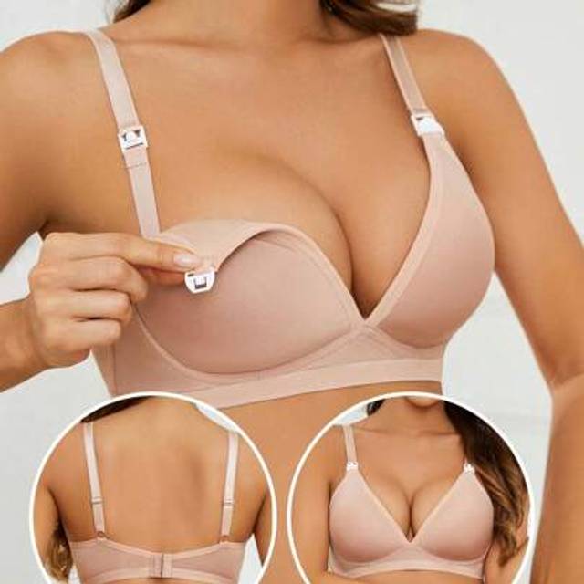 SHEIN Elegant Solid Color Maternity Nursing Lingerie Bras, Fashionable For Summer