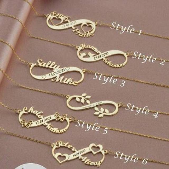 SHEIN 1pc 18k Solid Gold Infinity Customized NameÂ Necklace Collection â¢ Personalized Gold Necklace For Women â¢ Customized Love Jewelry Gift For Her-6
