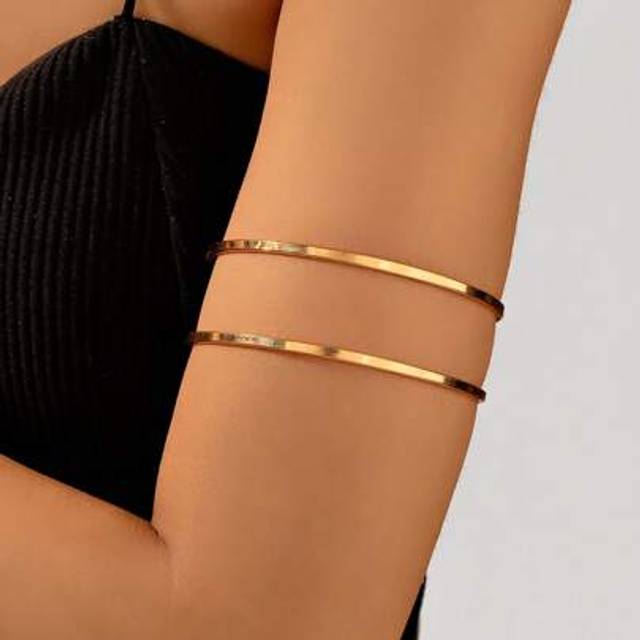 SHEIN 1pc Metal Textured Line Design Bangle Bracelet, Vintage Twist Fashion Luxurious Arm Cuff